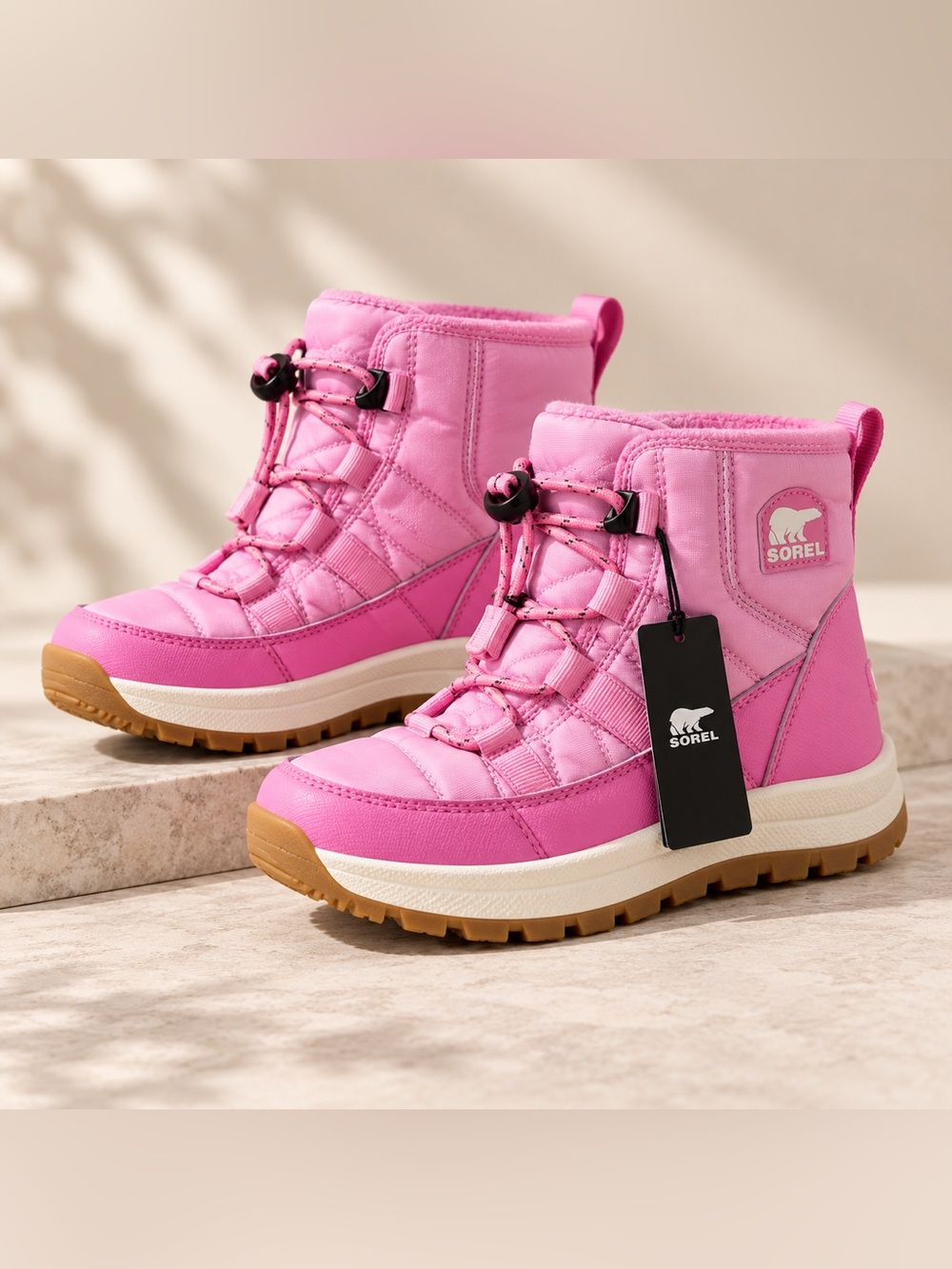 Sorel Whitney III Plus Snow Boots Kids Size 3 Hot Pink Waterproof Winter Boots
